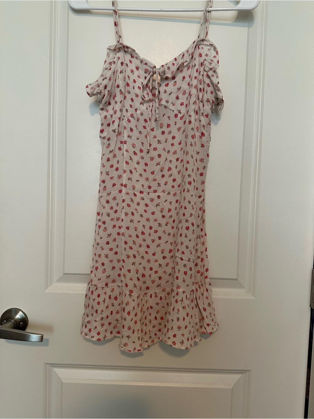 Free People Cream Mini Dress with Red Floral Print